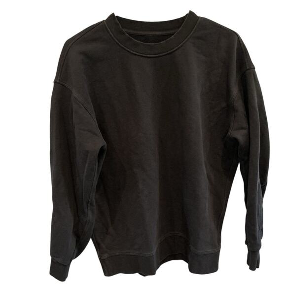 Lululemon Womens Perfectly Oversized Cropped Crew Sweatshirt Size 8 Black Casual - Picture 5 of 8